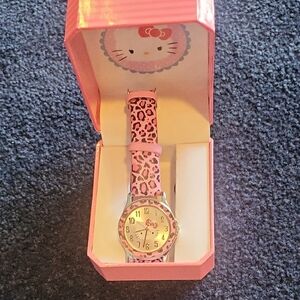 Hello Kitty Pink Leopard Pattern Watch